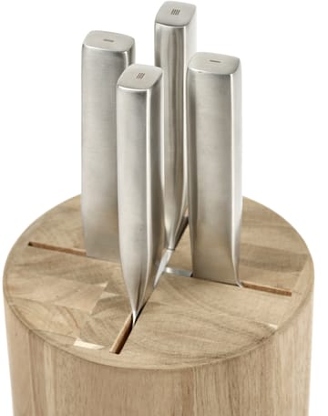 Base knivset med knivblock 5 delar - Wood-steel grey - Serax