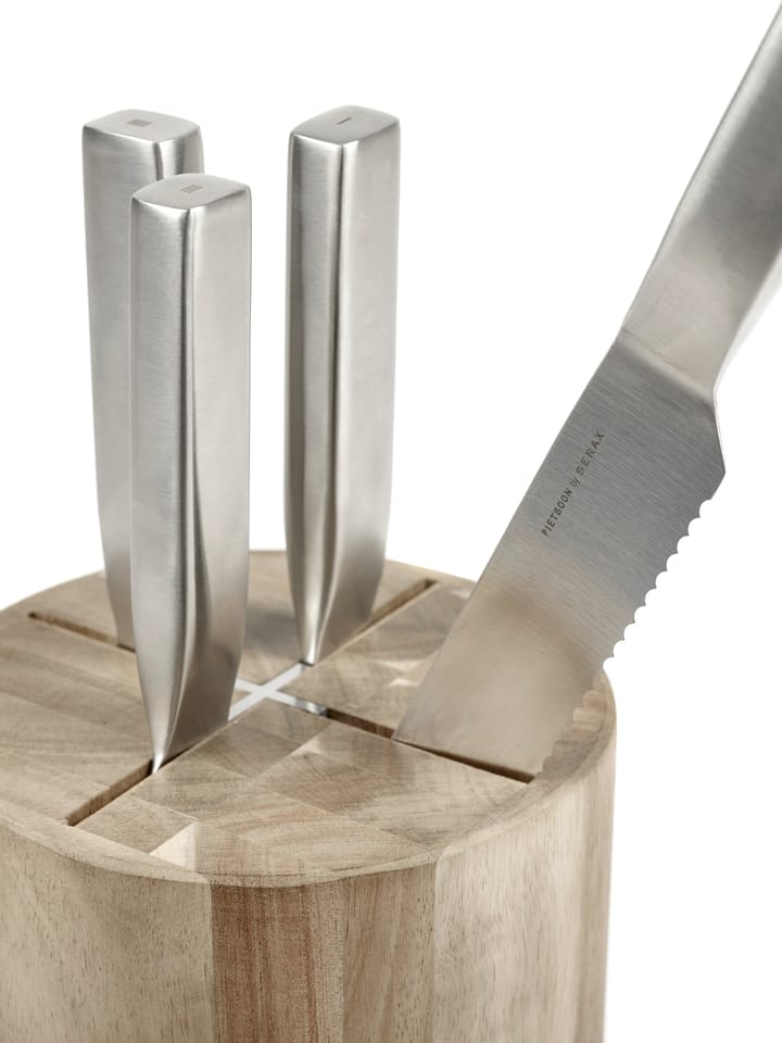 Base knivset med knivblock 5 delar, Wood-steel grey Serax