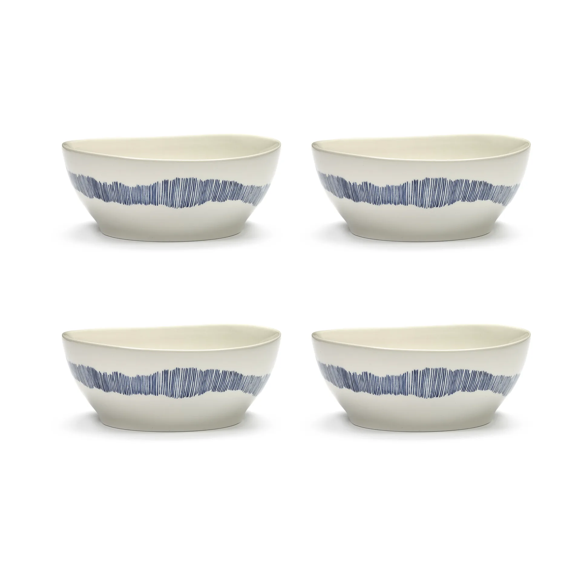 Ottolenghi Feast skål L Ø17 cm 4-pack, White-stripes blue Serax
