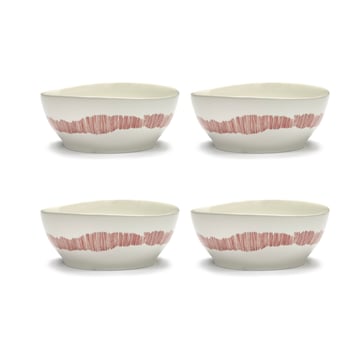 Serax Ottolenghi Feast skål L Ø17 cm 4-pack White stripes-red