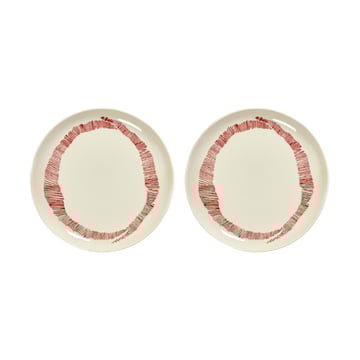 Serax Ottolenghi Feast tallrik M Ø22,5 cm 2-pack White stripes-red