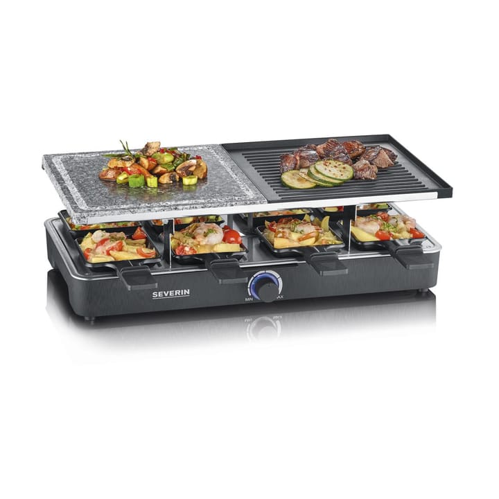 Severin RG 2376 raclette kombi grill/sten 8 pannor, Svart Severin