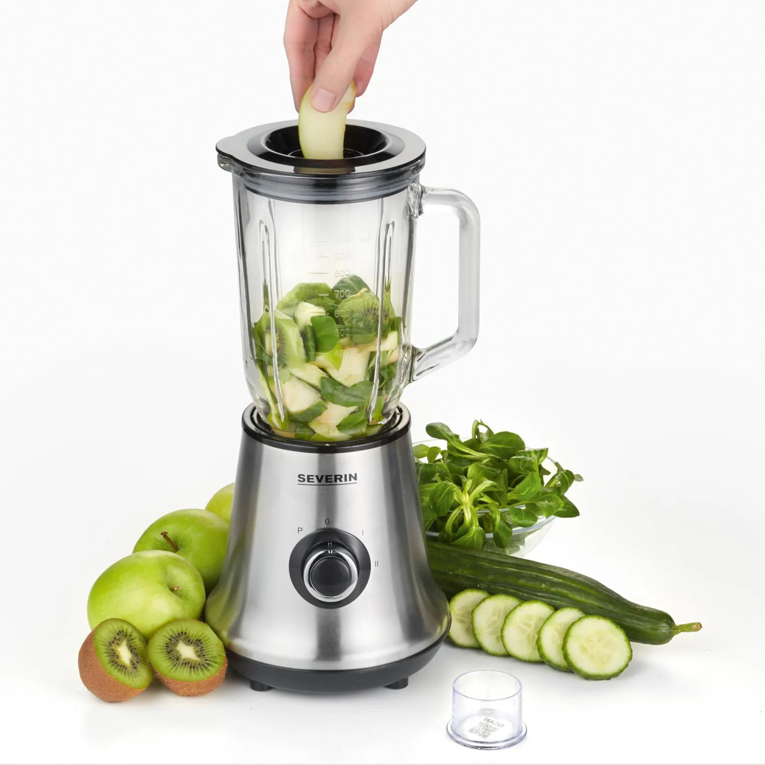 Severin SM 3734 blender glaskanna 1 L, Borstat stål Severin