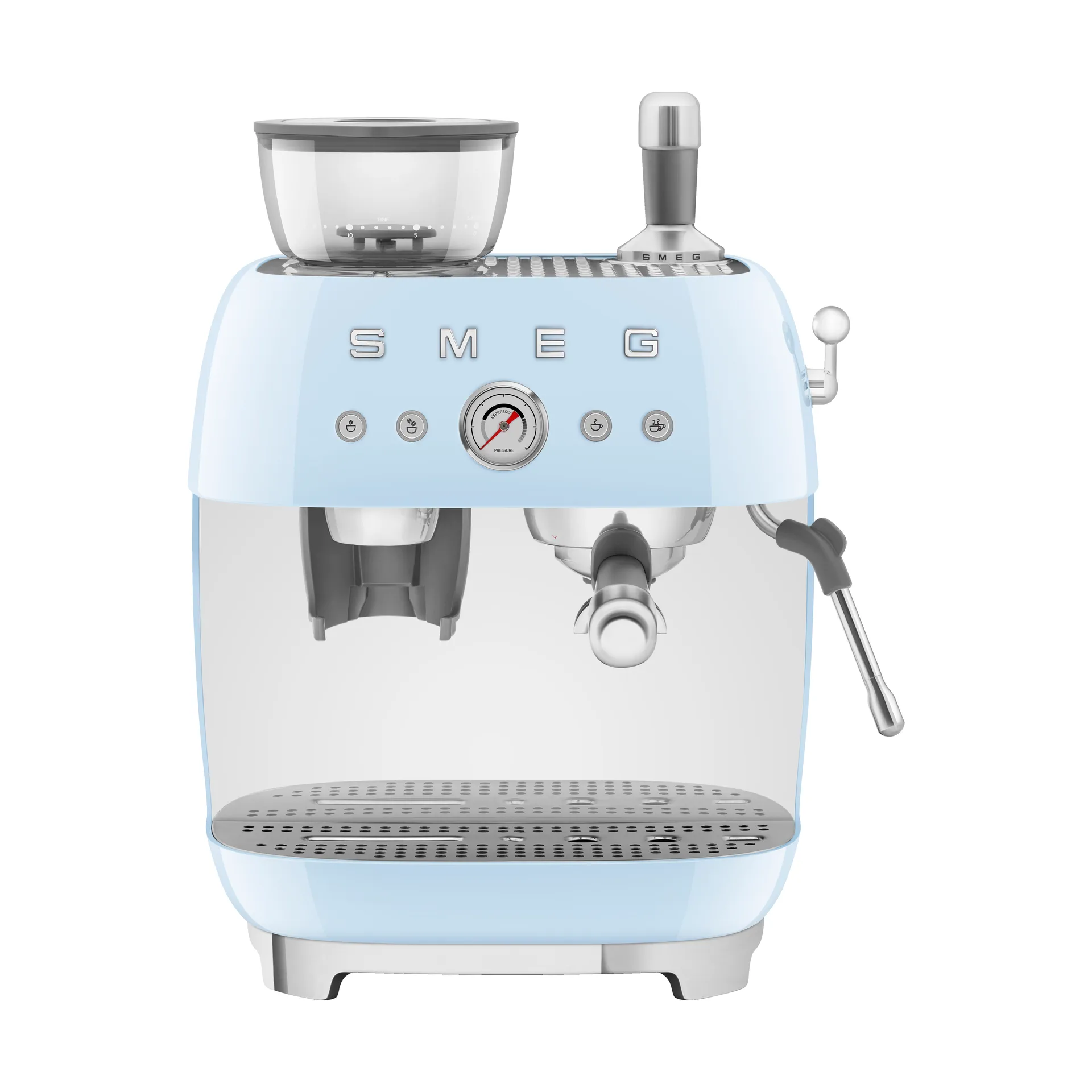 Smeg 50's Style espressomaskin med kaffekvarn, Pastell blå Smeg