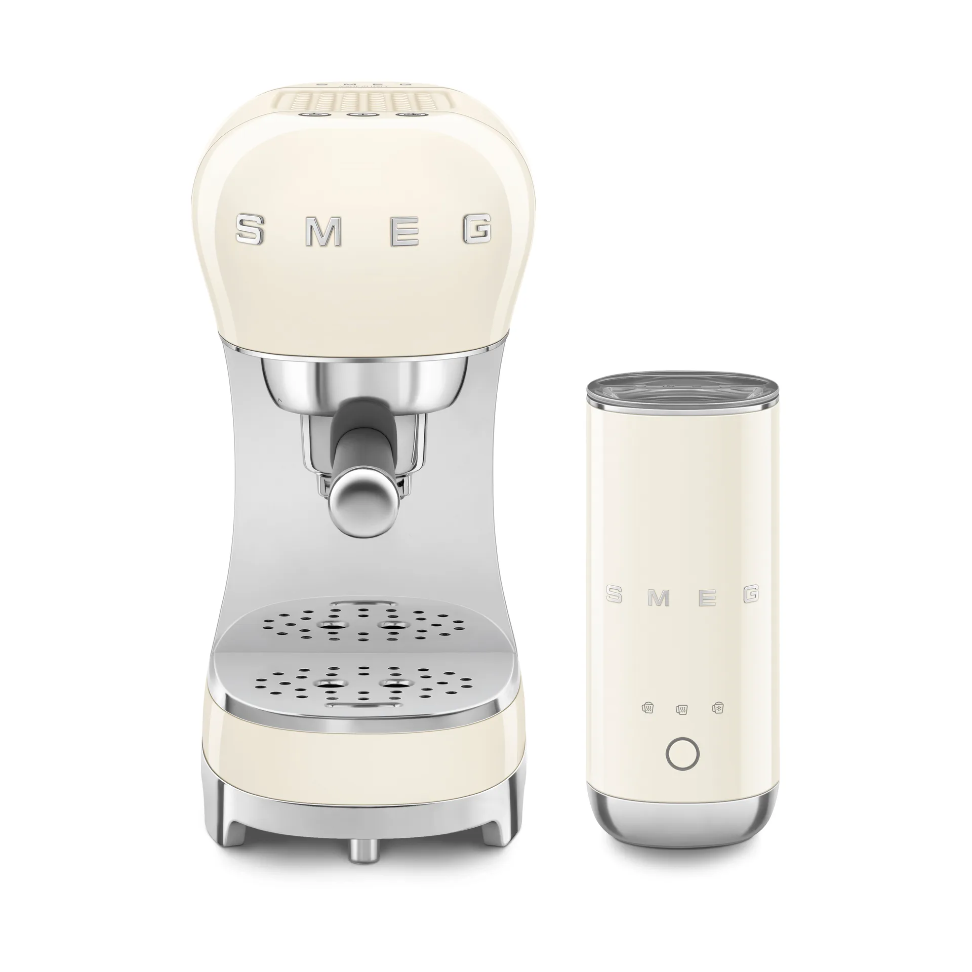 Smeg 50's Style espressomaskin med mjölkskummare, Creme Smeg