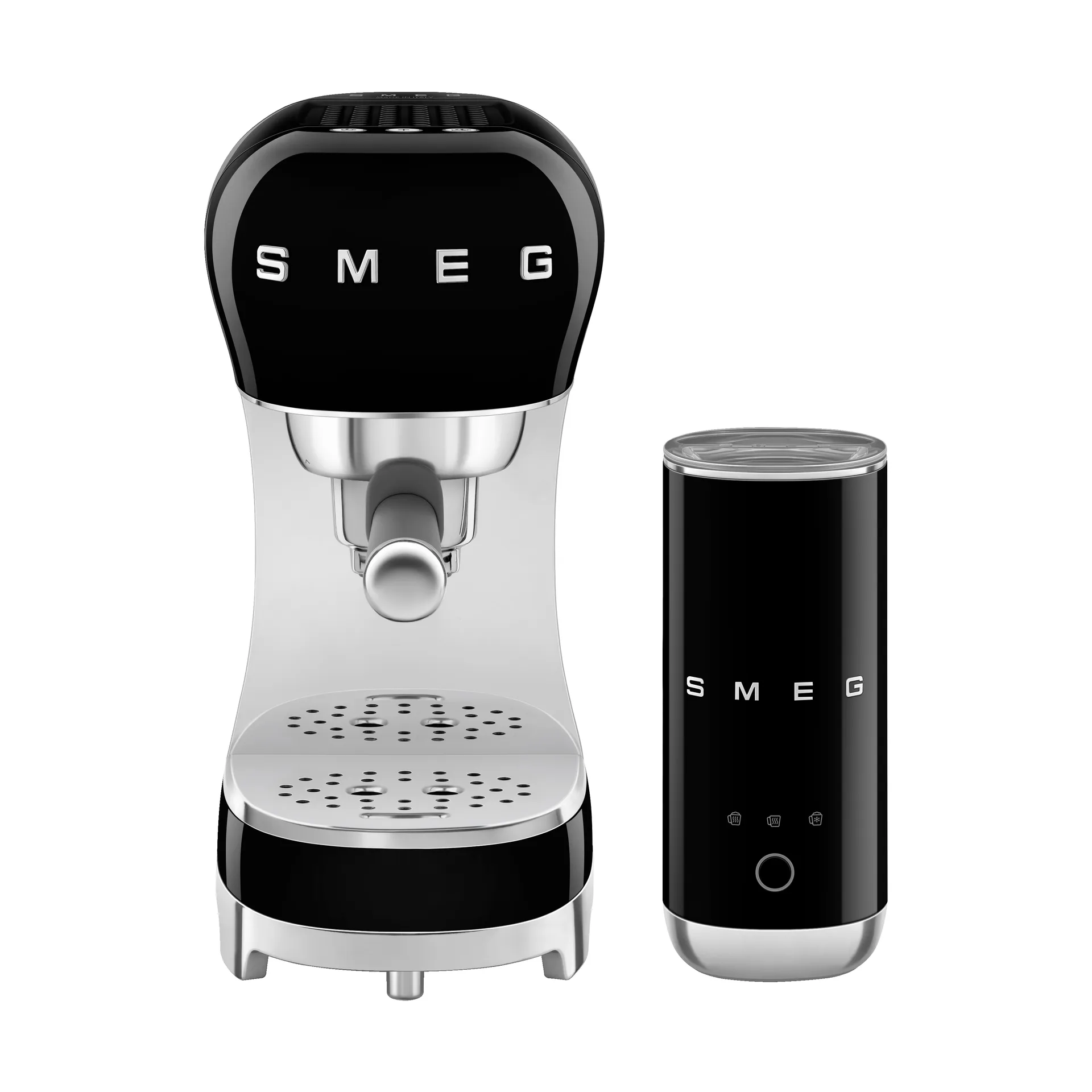 Smeg 50's Style espressomaskin med mjölkskummare, Svart Smeg