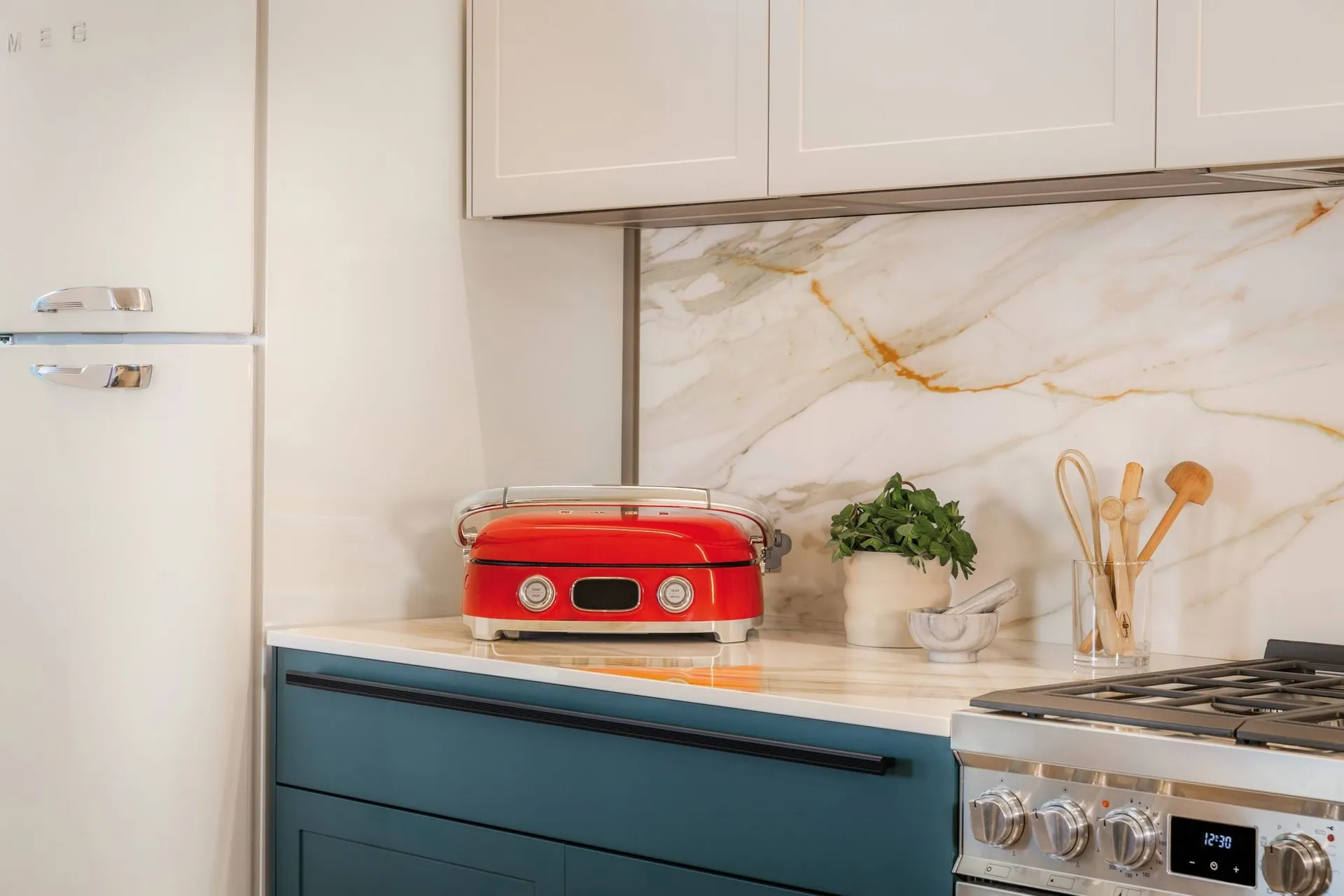 Smeg 50's Style multigrill, Röd högblank Smeg