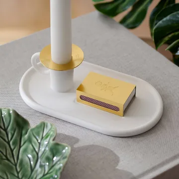 Kammarljusstake med tändsticksetui - Vit - Solstickan Design