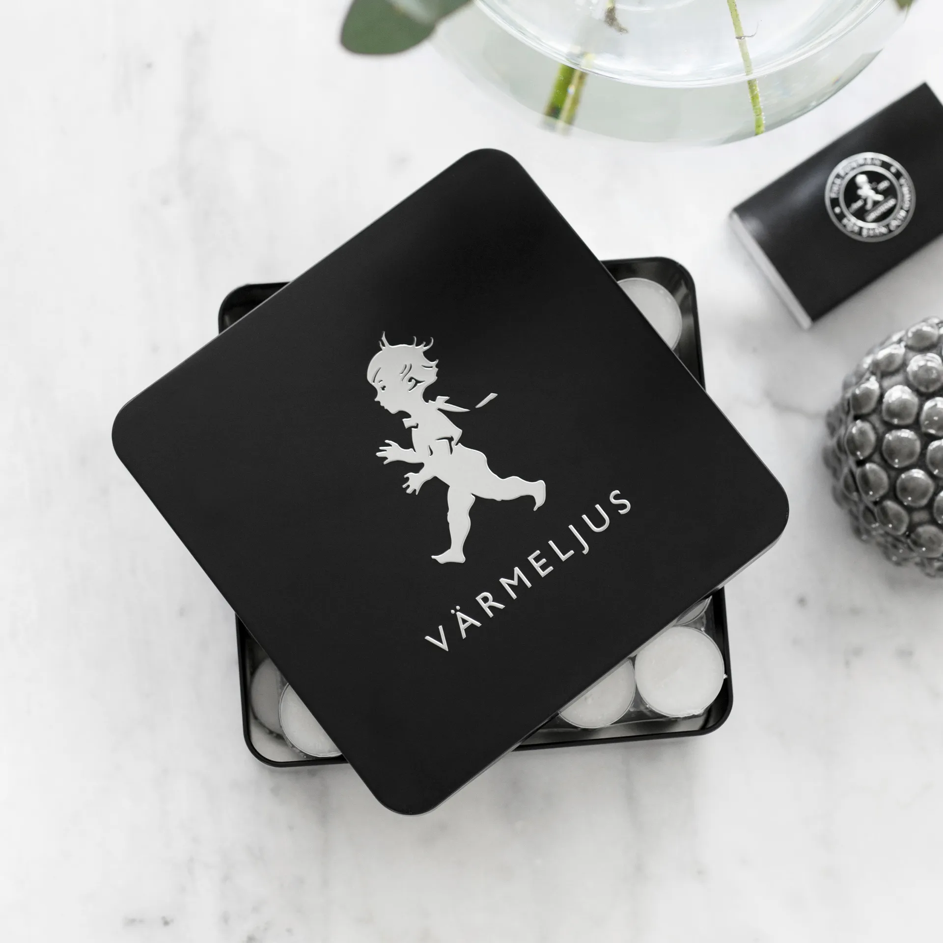 Solstickan värmeljuslåda 21x21 cm, Matt svart Solstickan Design