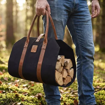 Solstickan vedkorg canvas - Svart - Solstickan Design