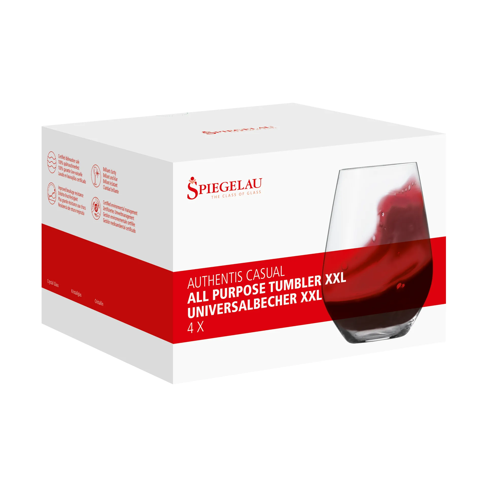 Authentis Casual tumbler XL 63 cl 4-pack, Klar Spiegelau