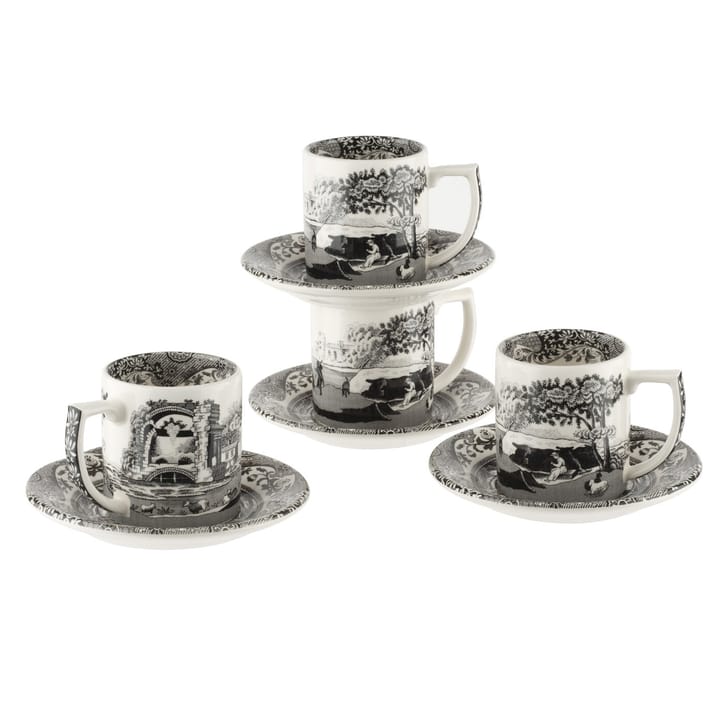 Black Italian espressokopp med fat 4-pack - 9 cl - Spode