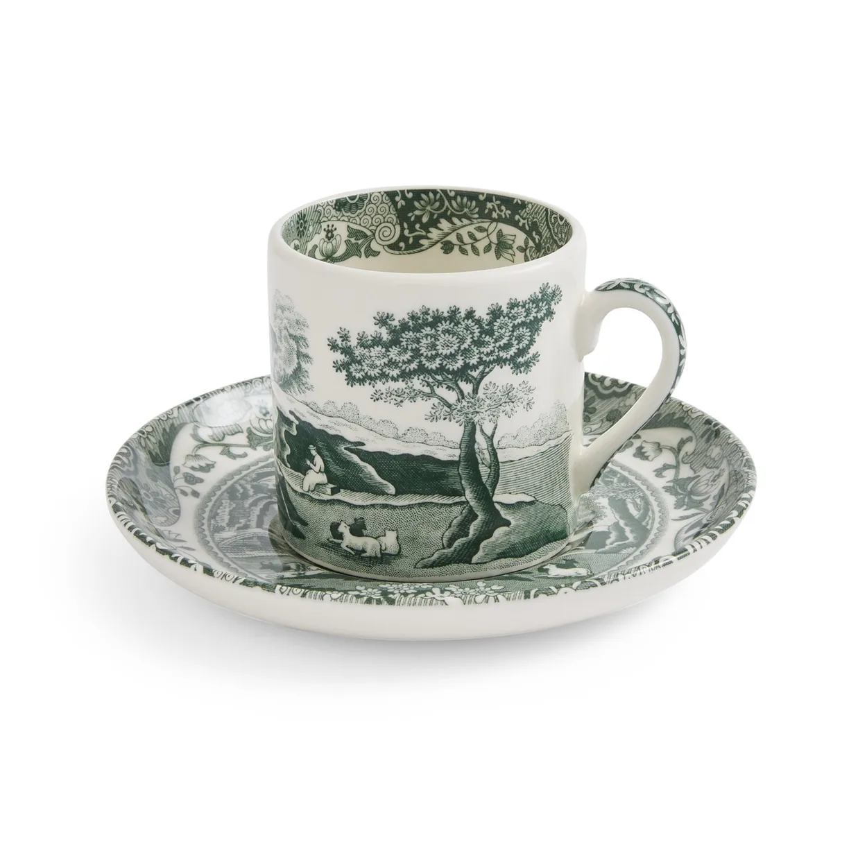 Spode Heritage Green Italian kopp med fat Gr&ouml;n, espresso, 9 cl