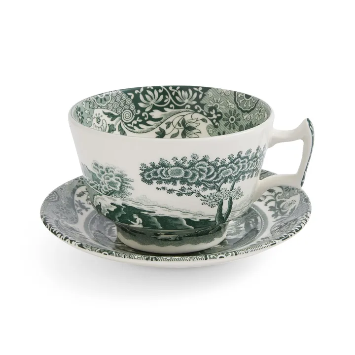 Heritage Green Italian kopp med fat - Grön, frukost, 0,28 L - Spode