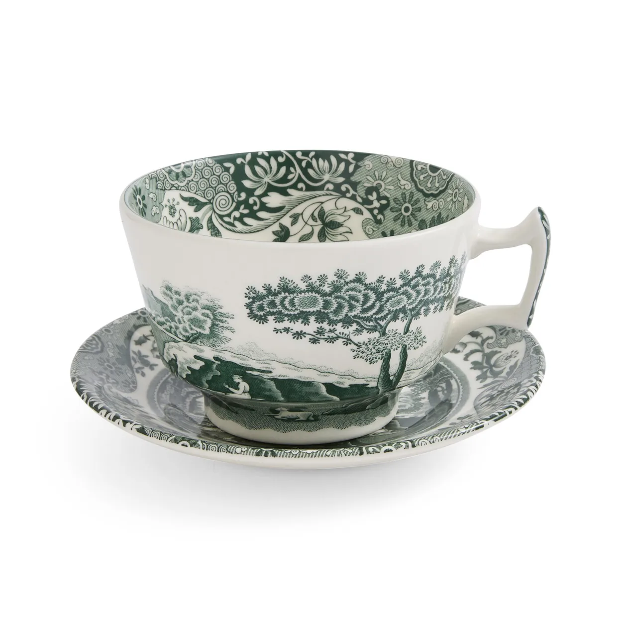 Spode Heritage Green Italian kopp med fat Gr&ouml;n, frukost, 0,28 L