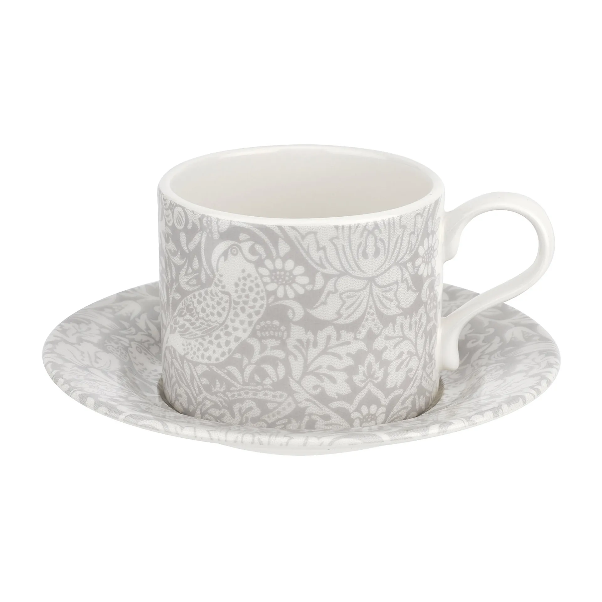 Strawberry Thief tekopp med fat 28 cl, Grey Spode