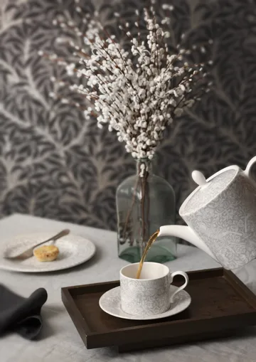 Strawberry Thief tekopp med fat 28 cl - Grey - Spode