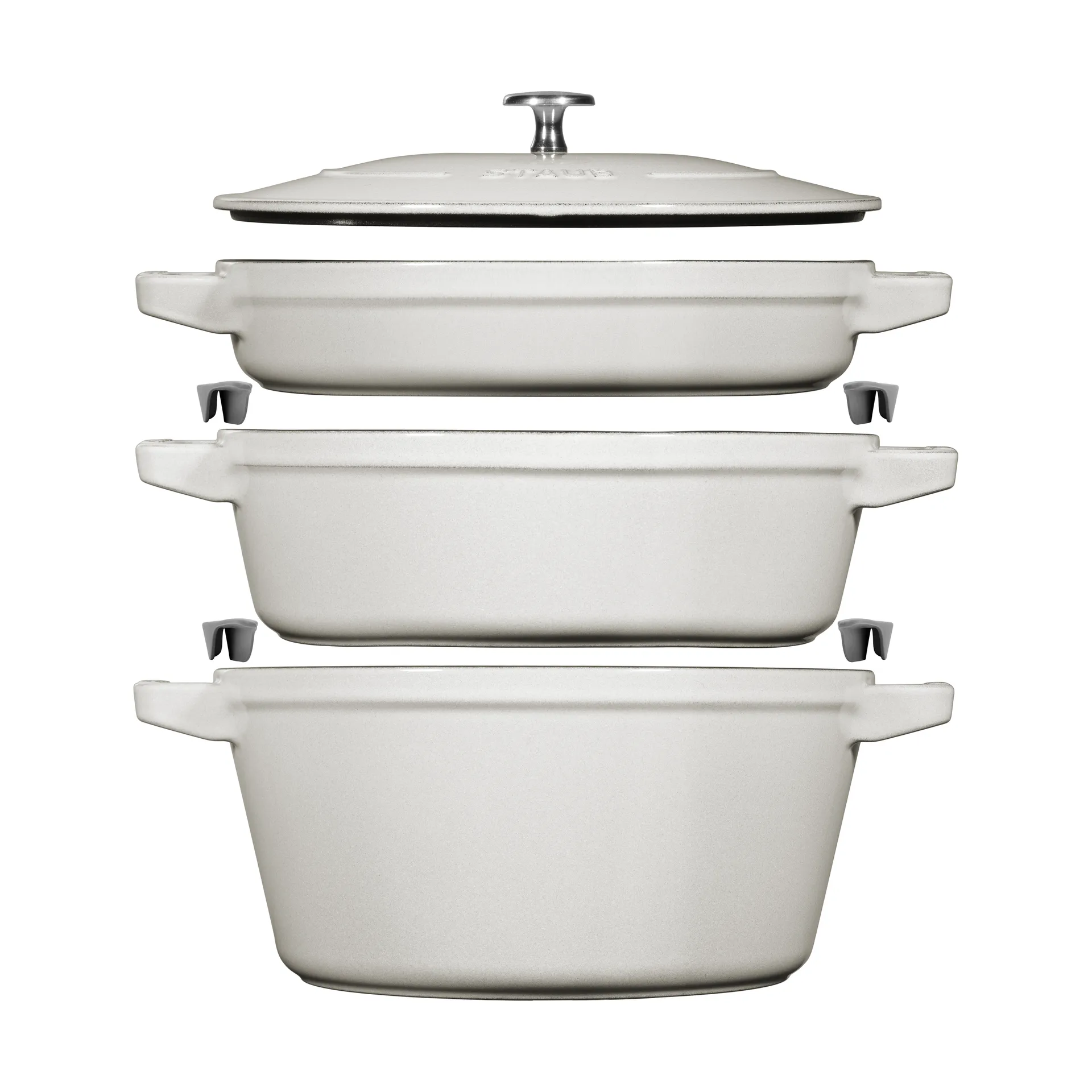 Staub Gryt & kastrullset stapelbara 5 delar, White truffle STAUB