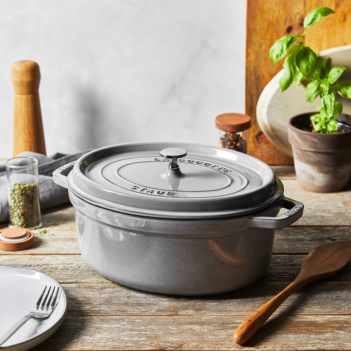 Staub La Cocotte oval gryta gjutjärn 6,7 L, Grafitgrå STAUB