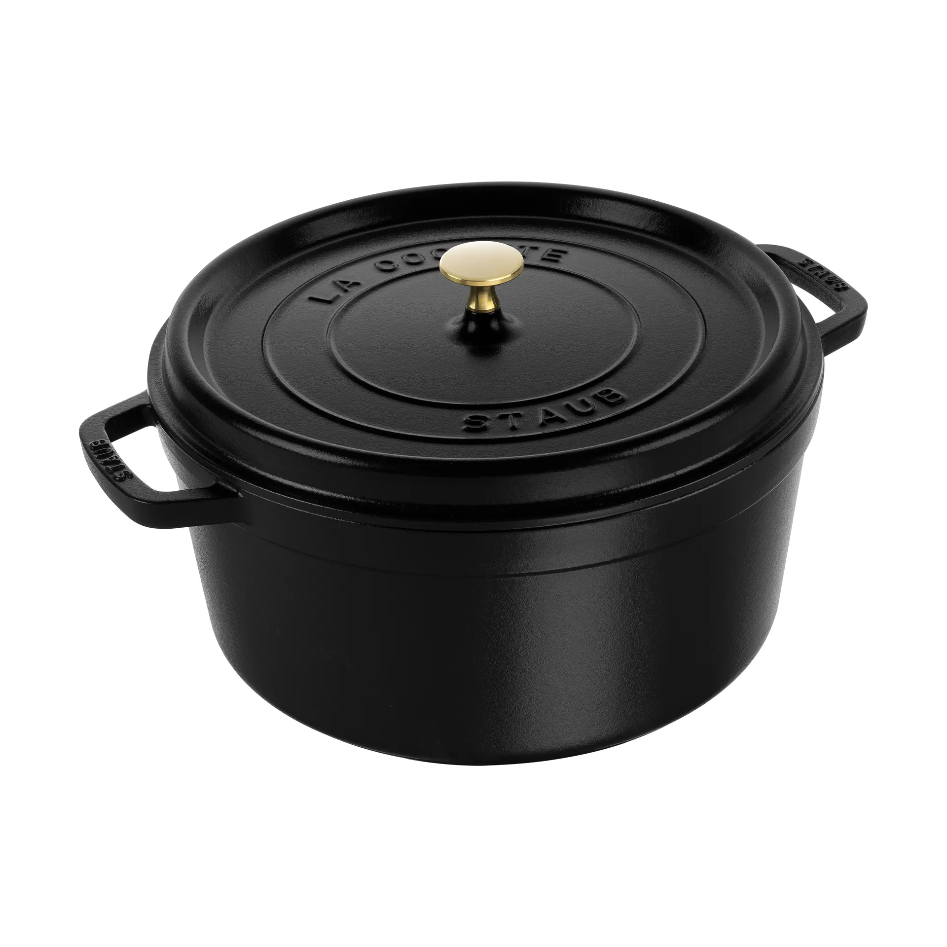 Staub La Cocotte rund gryta gjutjärn 12,6 L, Svart STAUB