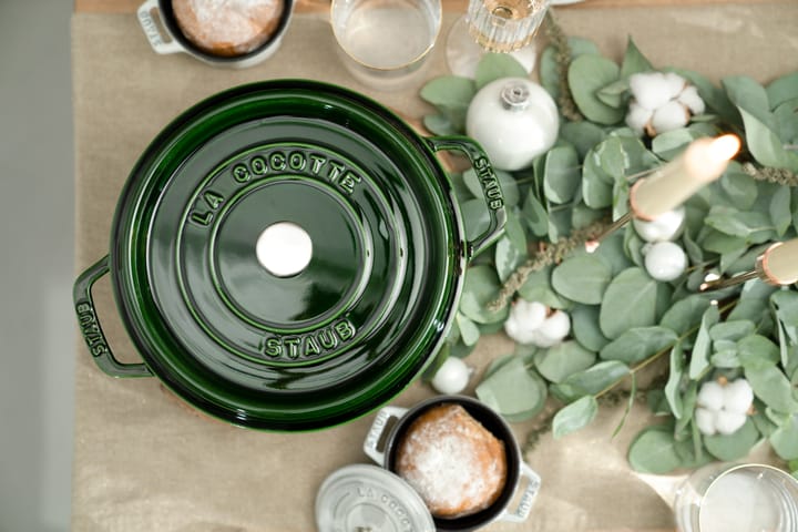 Staub La Cocotte rund gryta gjutjärn 5,2 L, Basilikagrön STAUB