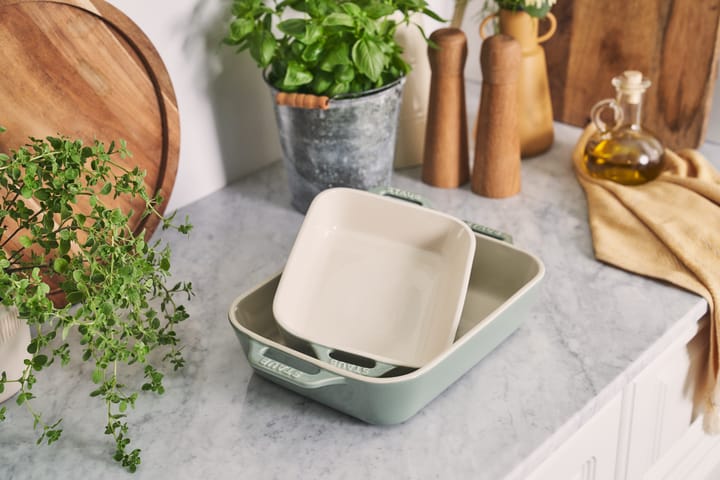 Staub rektangulär gjutjärn ugnsformsset 2 delar, Eukalyptus STAUB