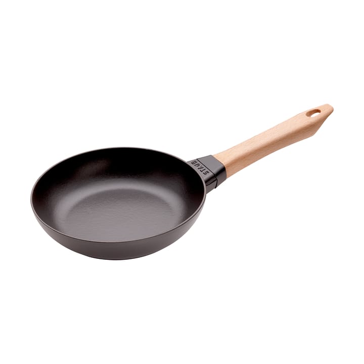 Staub stekpanna gjutjärn svart ljust trähandtag - Ø20 cm - STAUB