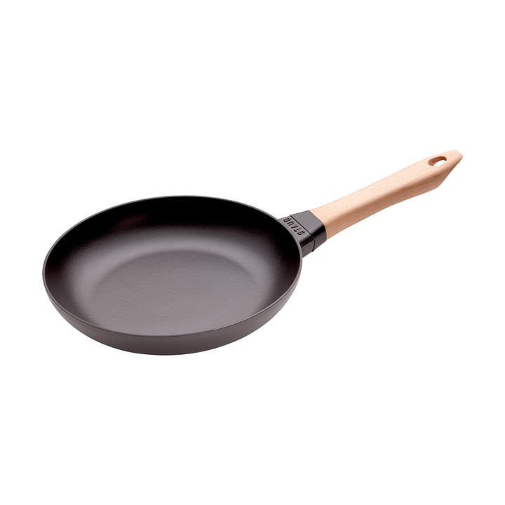 Staub stekpanna gjutjärn svart ljust trähandtag - Ø24 cm - STAUB