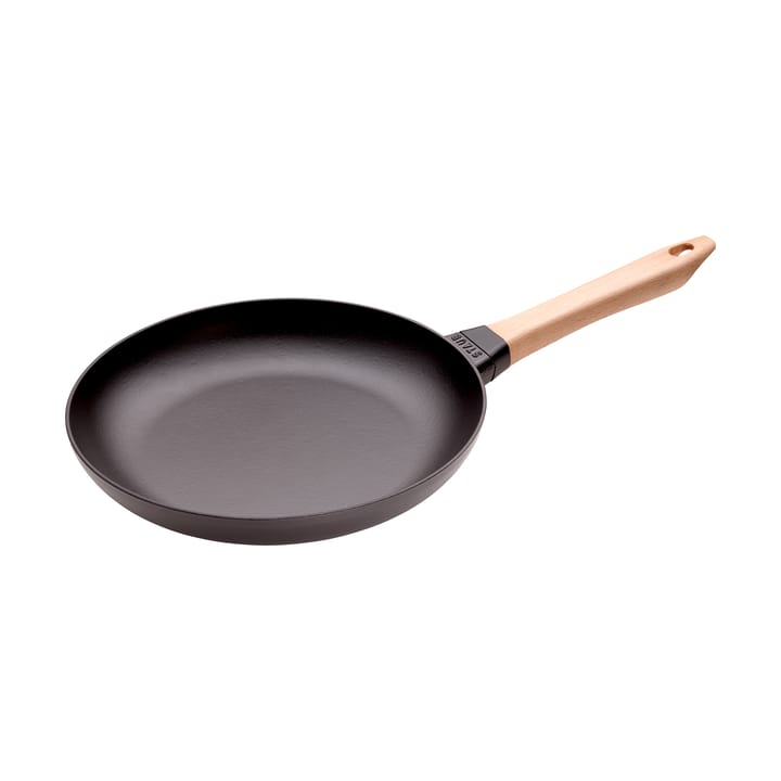 Staub stekpanna gjutjärn svart ljust trähandtag - Ø28 cm - STAUB