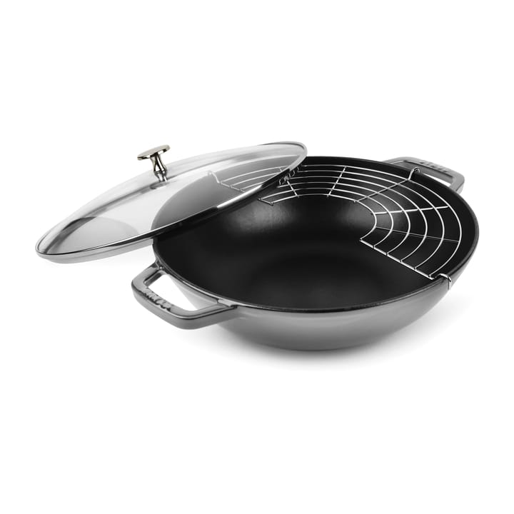 Wok med glaslock Ø30 cm 4,4 L, Grå STAUB