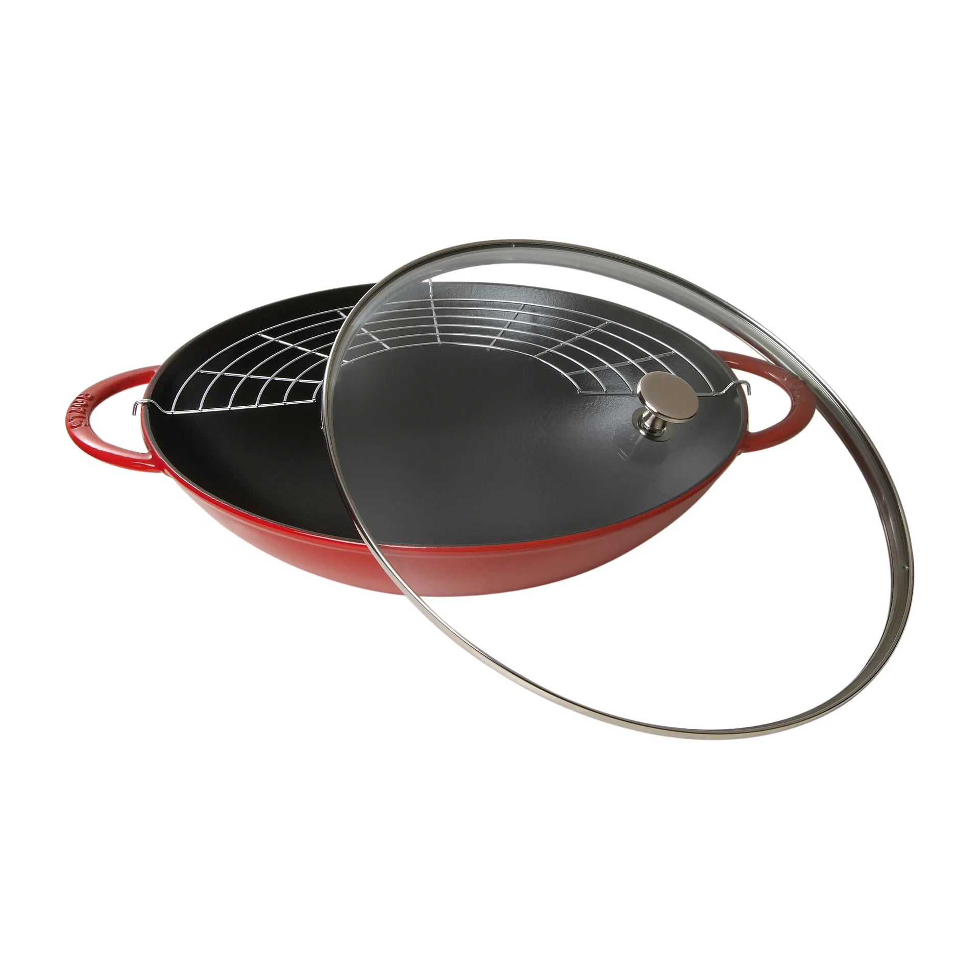 Wok med glaslock Ø37 cm 5,7 L, Röd STAUB