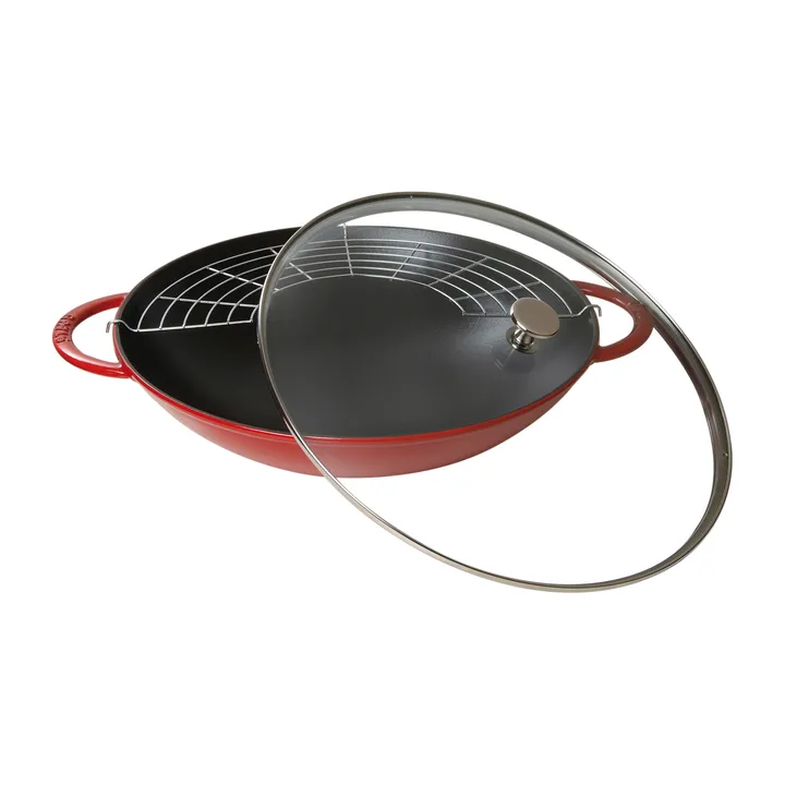 Wok med glaslock Ø37 cm 5,7 L - Röd - STAUB