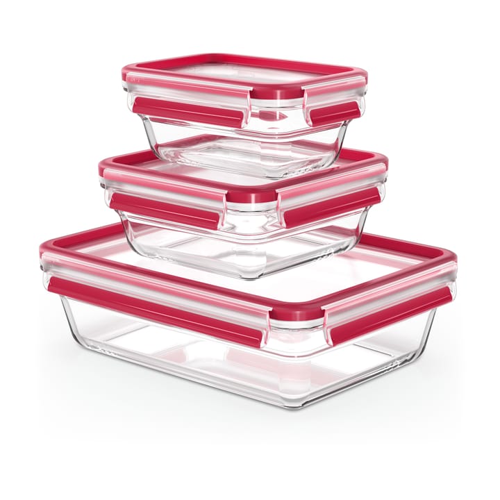 MasterSeal Glas matlåda 3-pack, Röd Tefal
