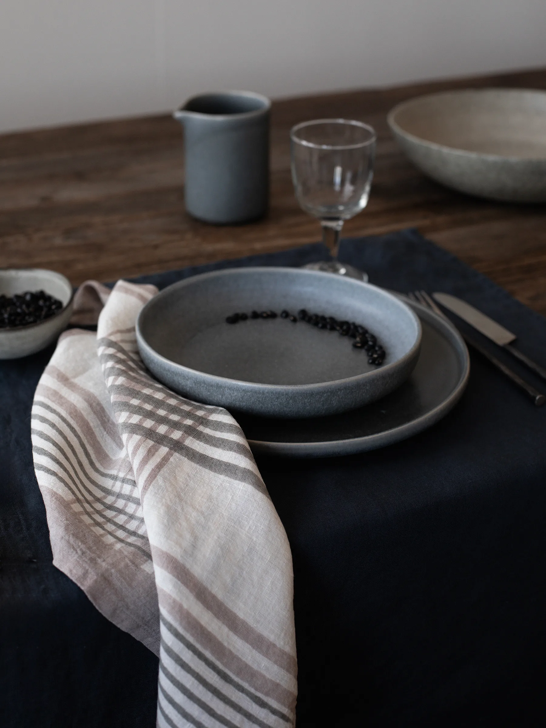 Ella servett 50x50 cm, Grey checkered Tell Me More