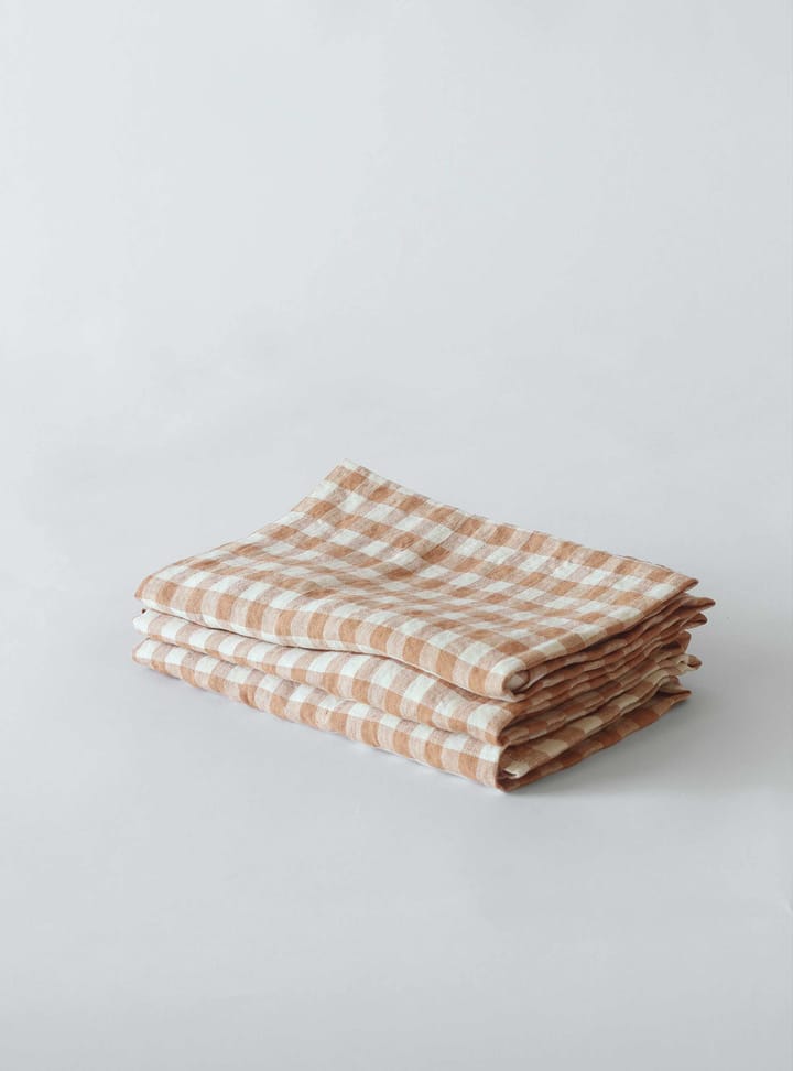 Gingham rutig linneservett 45x45 cm, Biscuit Tell Me More