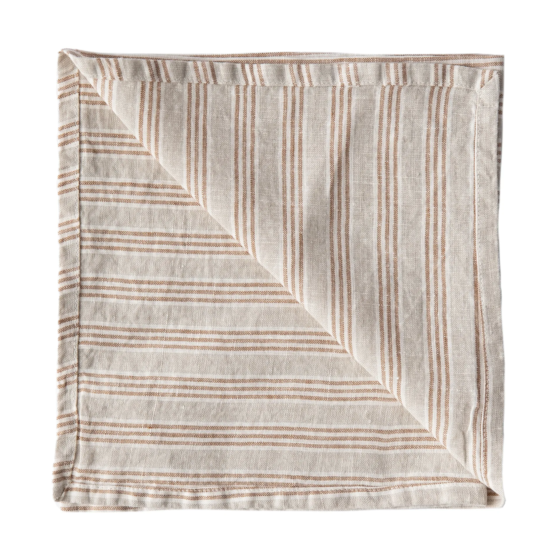 Washed linen tygservett 45x45 cm, Hazelnut stripe Tell Me More