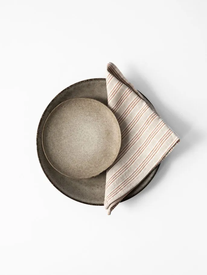 Washed linen tygservett 45x45 cm, Hazelnut stripe Tell Me More