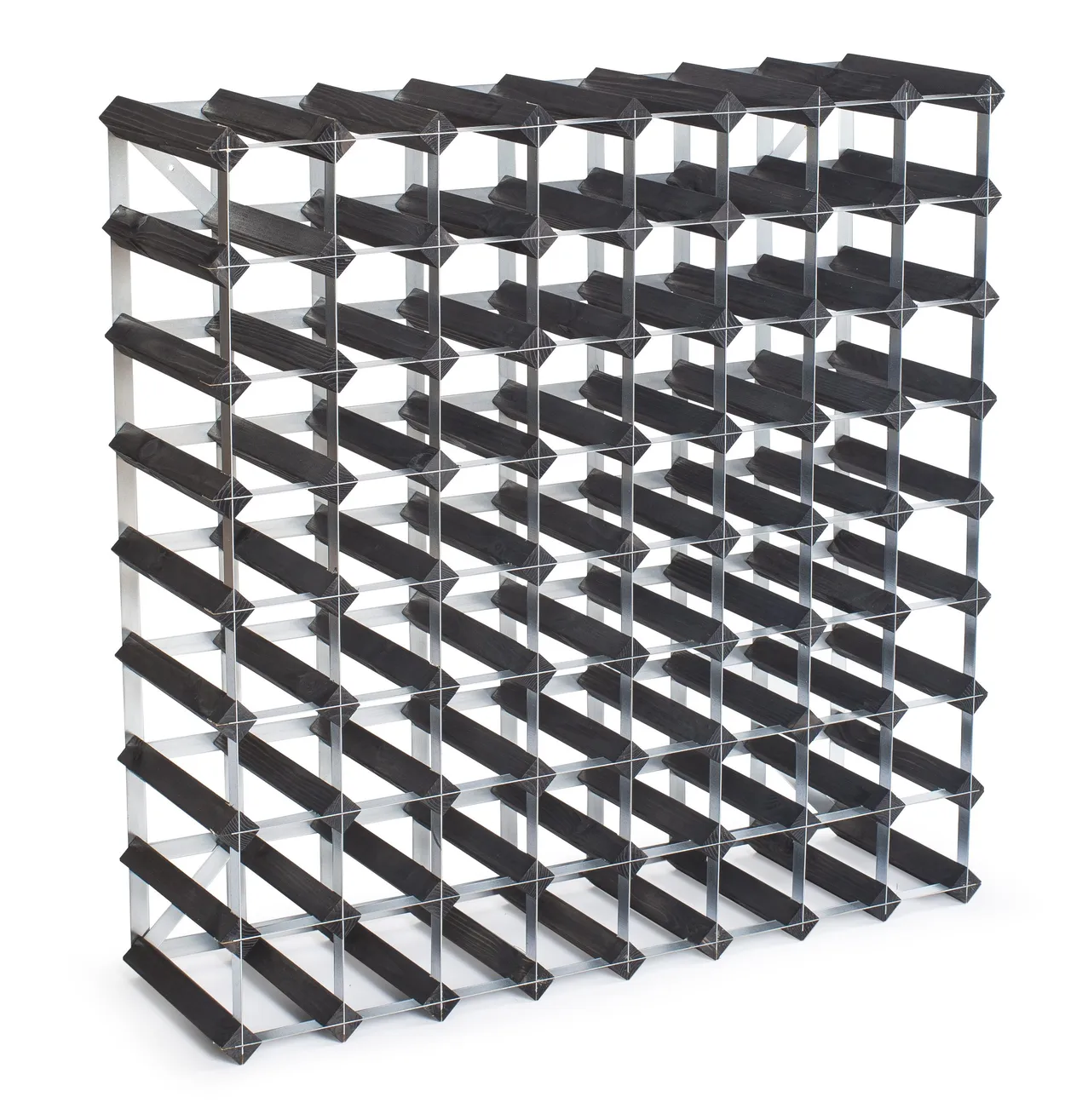Produktfoto för Traditional Wine Racks Vinställ Påbyggnadsbart 72 Flaskor Black Ash