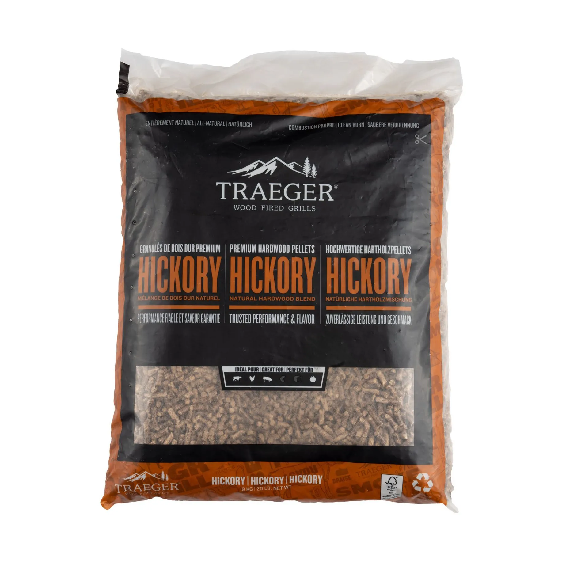 Traeger Hickory Träpellets, 9 kg Traeger
