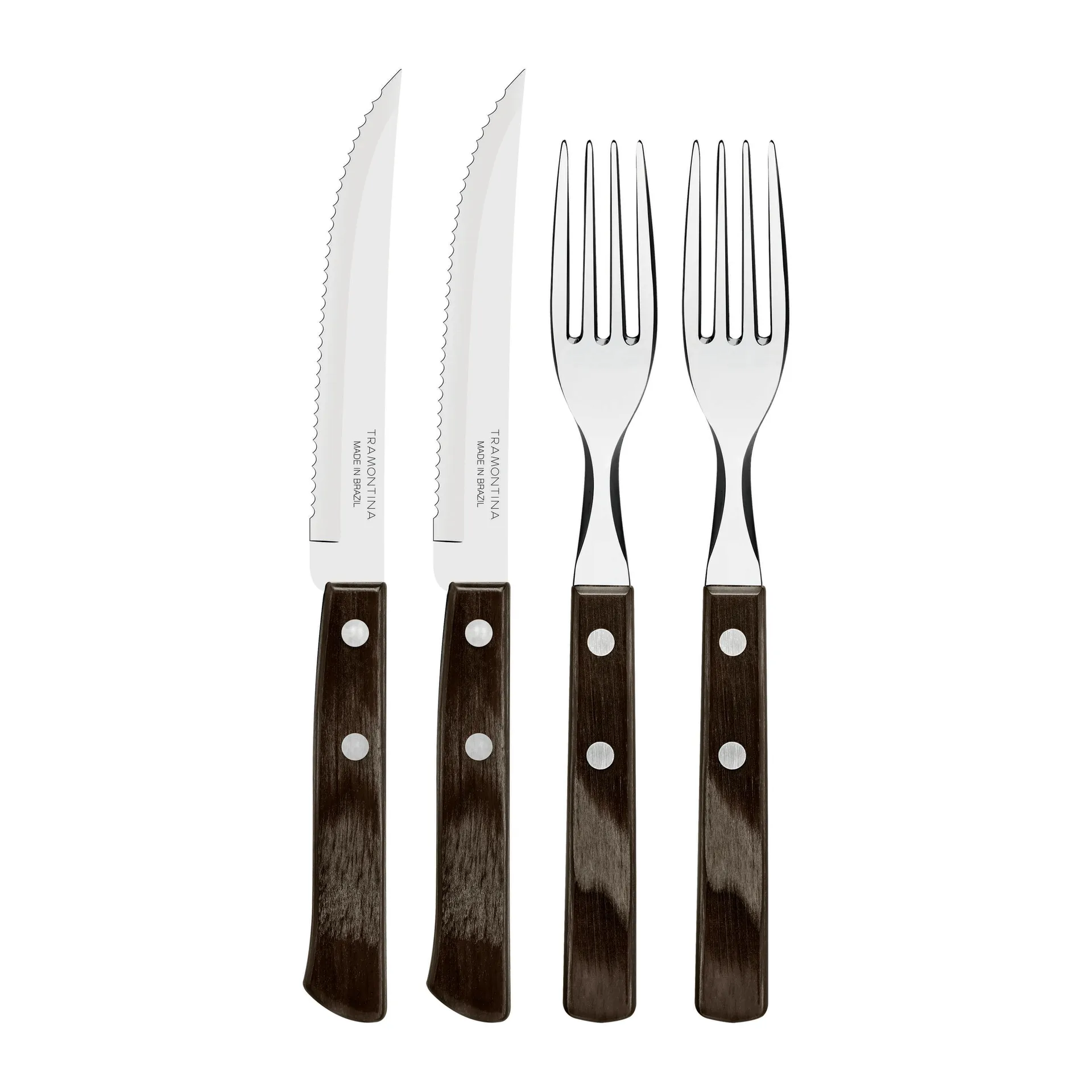 Biffbestick 4 delar, Brun-blank Tramontina