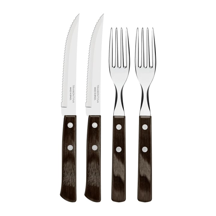 Biffbestick 4 delar, Brun-blank Tramontina