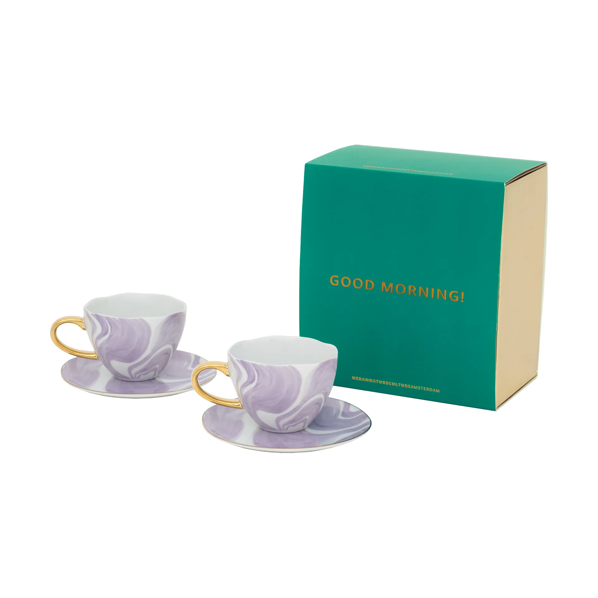 Good Morning gåvoset Cappuccino mugg & fat 2-pack, Valuri violet URBAN NATURE CULTURE