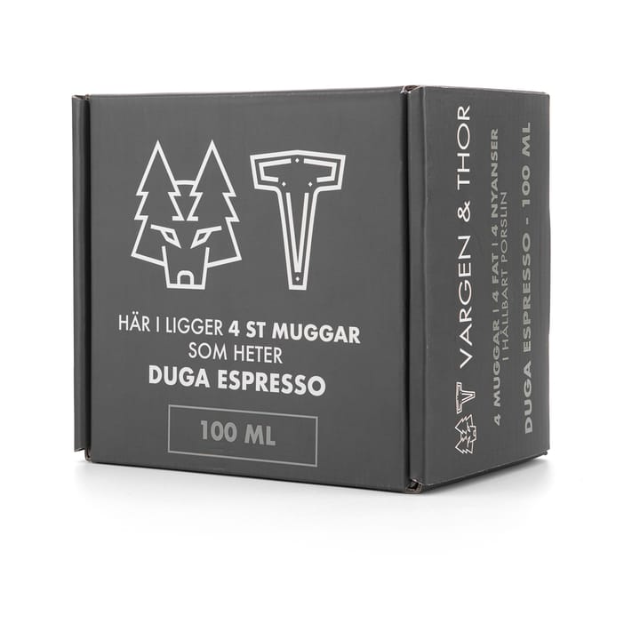 Duga espressokopp med fat 4-pack, Vit, sandgrå, antracit, svart Vargen & Thor