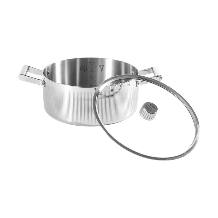 Glima gryta - Rostfritt stål, glaslock, 7 L - Vargen & Thor