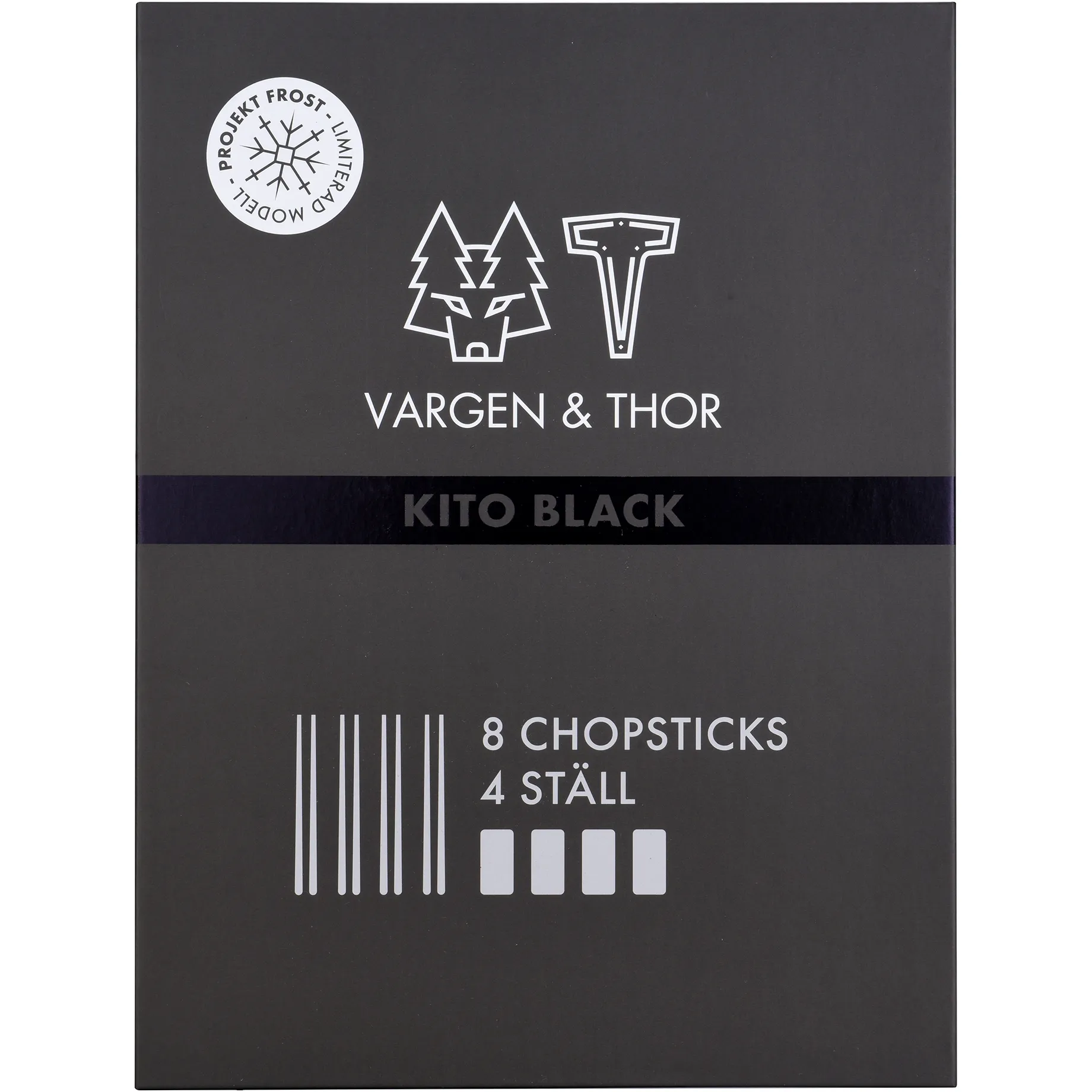 Kito Chopsticks ätpinnar 4-pack, Svart Vargen & Thor