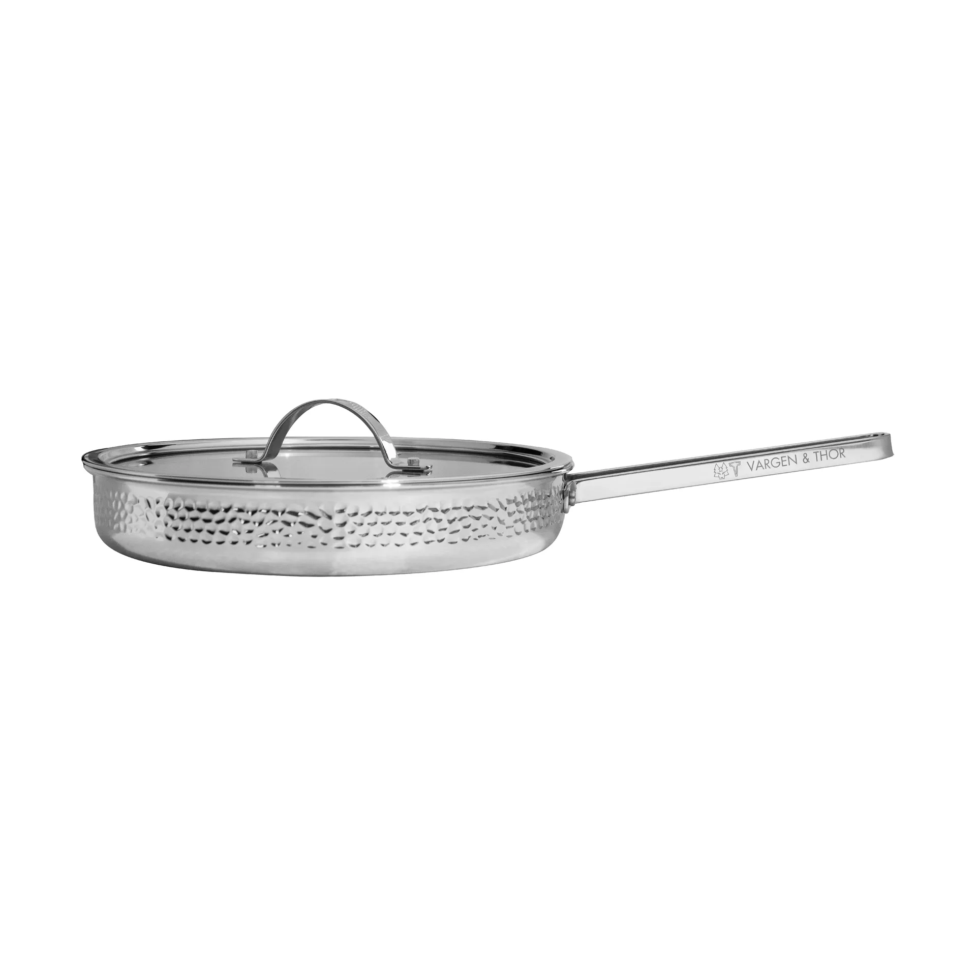 Modell M1 hamrad traktörpanna Ø28 cm, Krom med lock Vargen & Thor