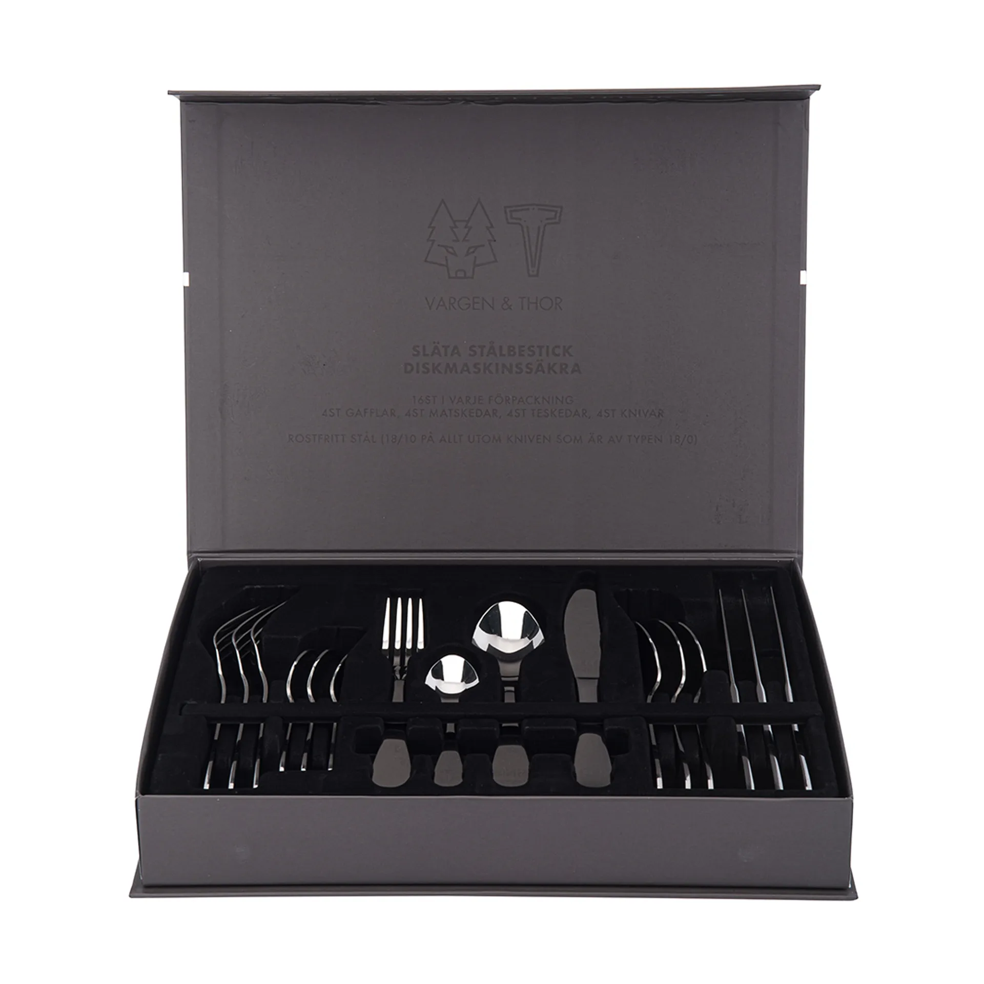 Nord bestickset 16 delar, Polerat silver Vargen & Thor