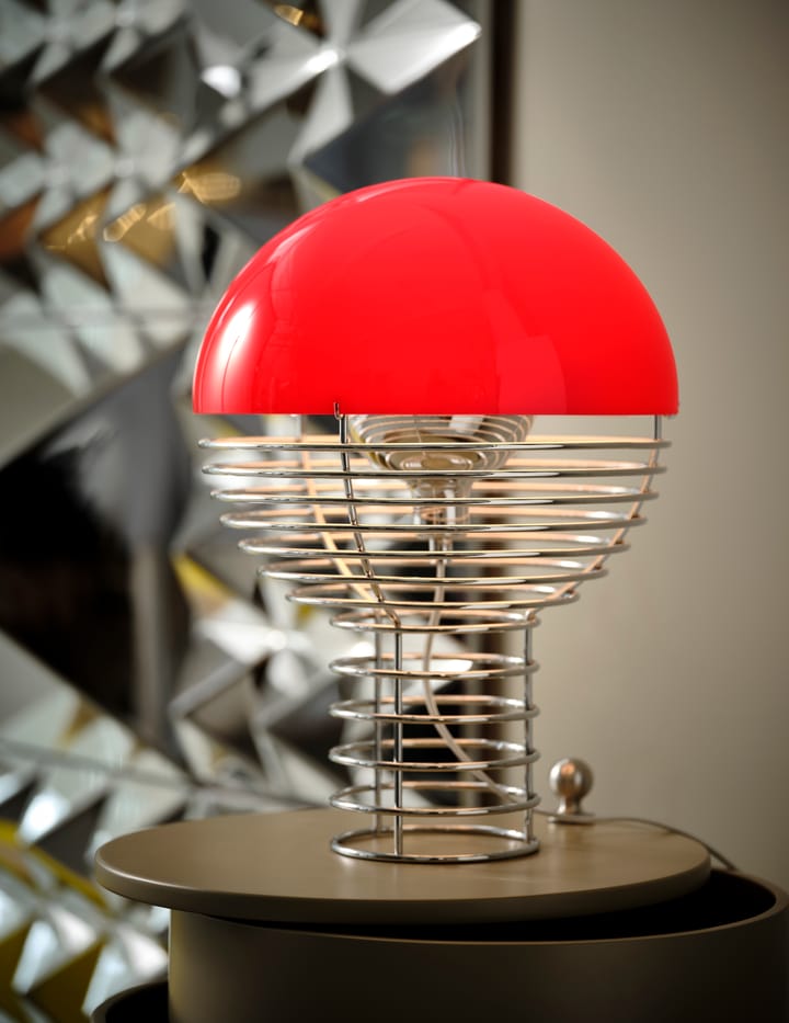 Wire bordslampa Ø30 cm, Chrome-red Verpan