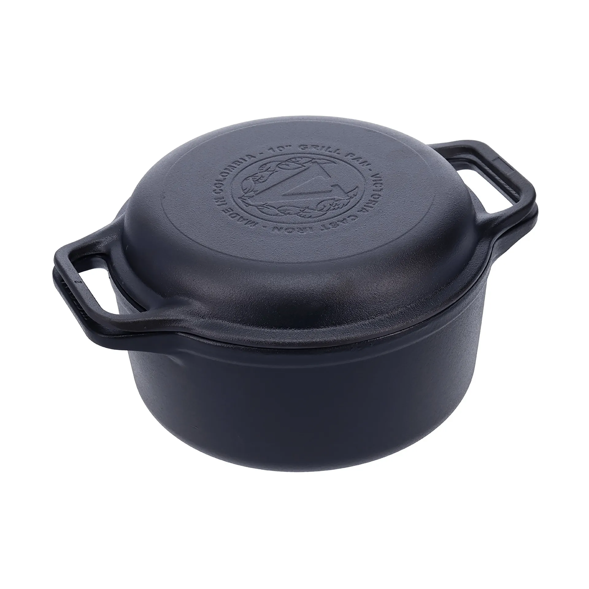 Gryta och grillpanna gjutjärn pre-seasoned, 2 delar Victoria