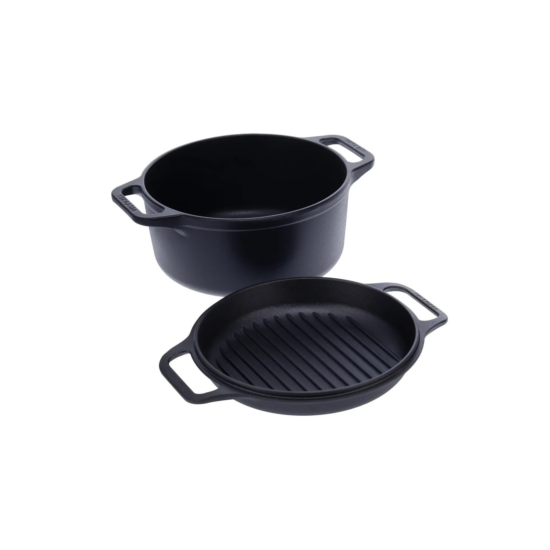 Gryta och grillpanna gjutjärn pre-seasoned, 2 delar Victoria